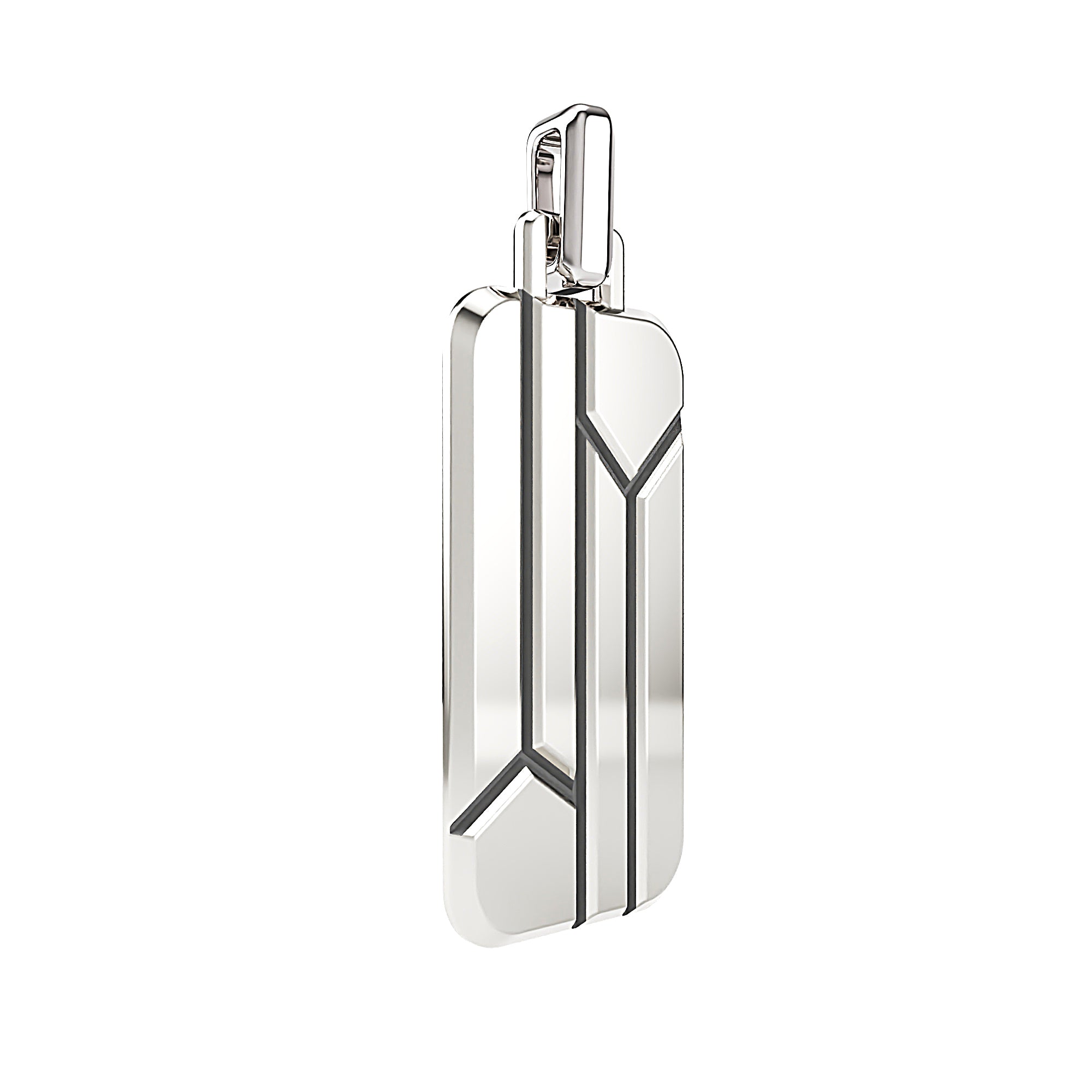 Rhom silver pendant with minimalistic and futuristic design 