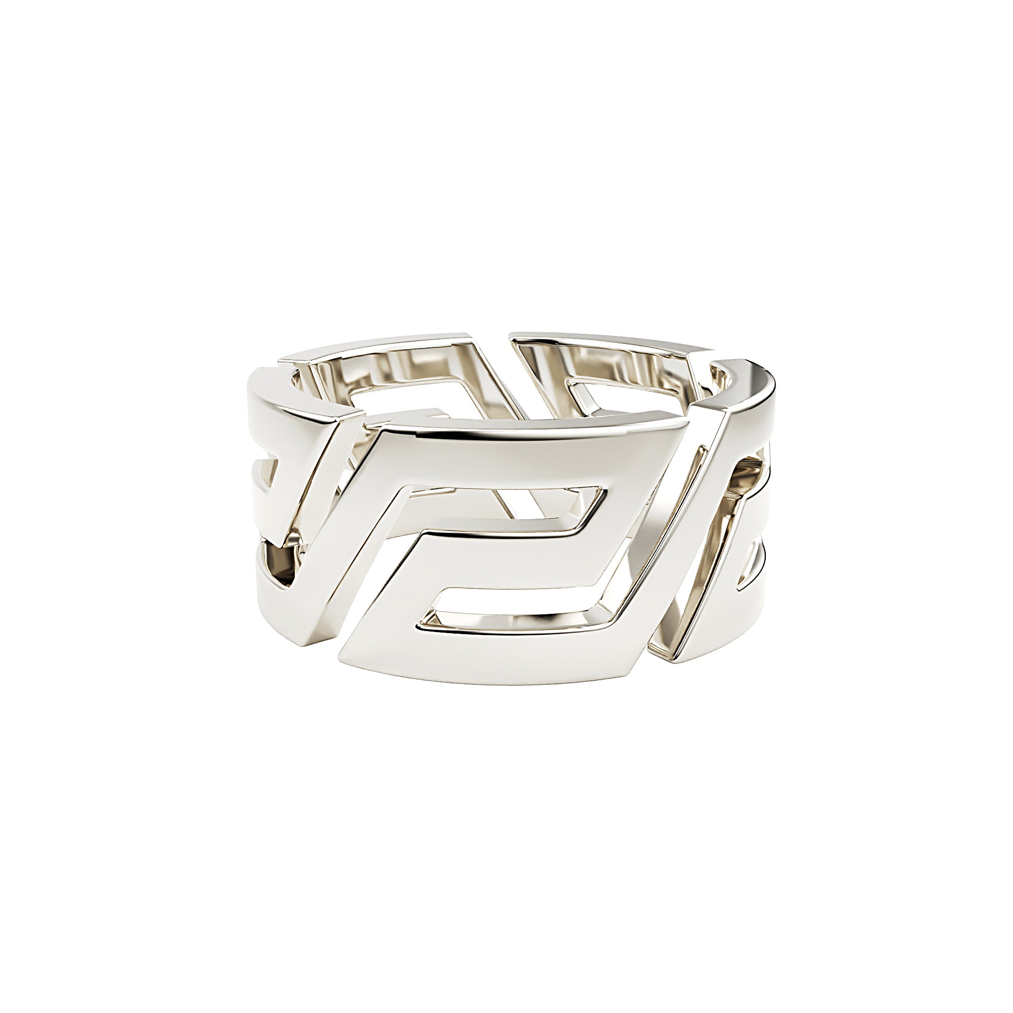 Silver Geo Ring with minimalistic and futuristic design 