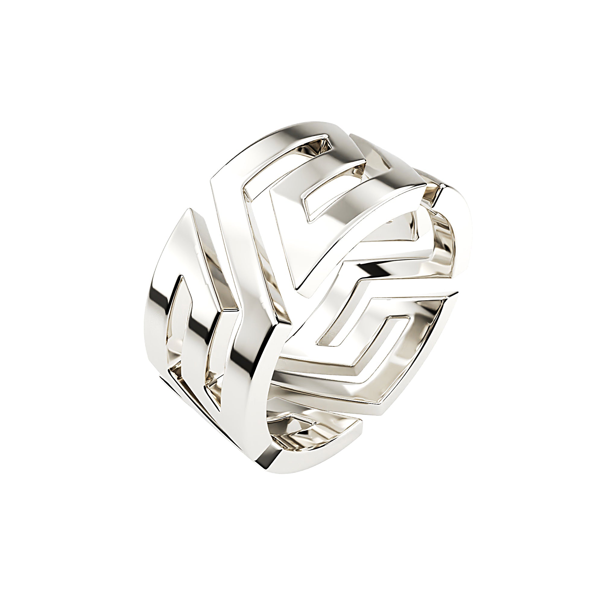 Silver Geo Ring with minimalistic and futuristic design 